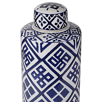 6.3x13.8" Valora Blue and White Cylinder Jar
