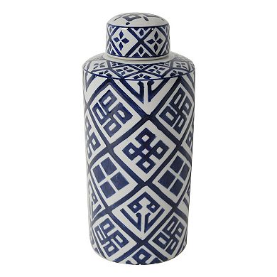6.3x13.8" Valora Blue and White Cylinder Jar