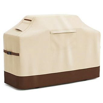 58 inch waterproof outdoor grill cover heavy duty 600D fits most standard grills beige 1 pc