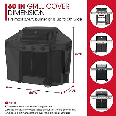 60 Inch Heavy Duty Waterproof Grill Cover Fade Resistant Outdoor BBQ Protector 1 Piece