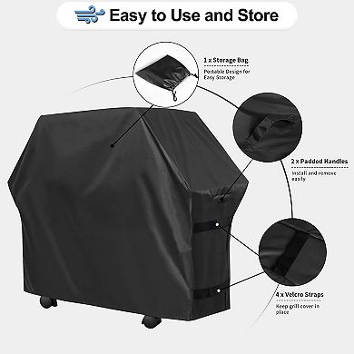 Waterproof Heavy Duty BBQ Grill Cover 58L x 24W x 44H Inch Black 1 Piece