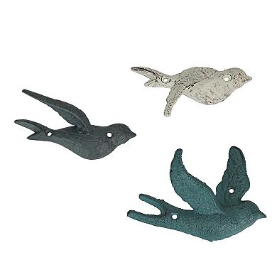 Set of 5 Coastal tones Cast Iron Distressed Finish Flying Birds Wall Decor