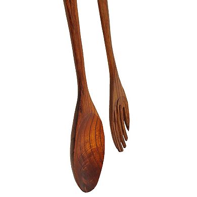 Set of 2 Modern Minimalist Wooden Fork and Spoon Sculpture Wall Hanging Home Decor
