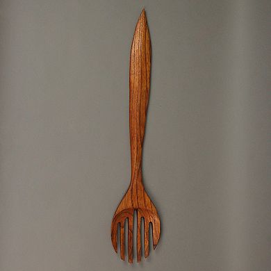 Set of 2 Modern Minimalist Wooden Fork and Spoon Sculpture Wall Hanging Home Decor