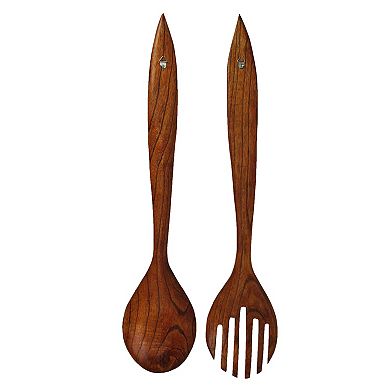 Set of 2 Modern Minimalist Wooden Fork and Spoon Sculpture Wall Hanging Home Decor