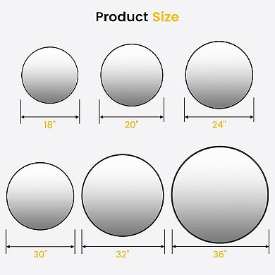 Round Mirror with Metal Frame, Wall Mounted Circle Mirror for Bathroom, Easy to Install
