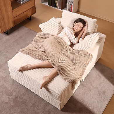 Oversized Chaise Lounge Chair with Storage Ottoman