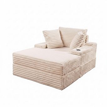 Oversized Chaise Lounge Chair with Storage Ottoman