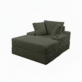 Oversized Chaise Lounge Chair with Storage Ottoman