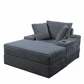 Oversized Chaise Lounge Chair with Storage Ottoman