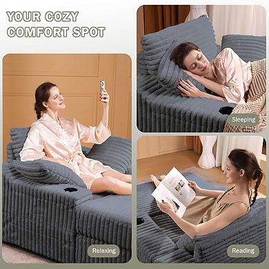 Oversized Chaise Lounge Chair with Storage Ottoman