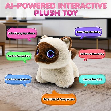 AI Pixie-Paw Smart Plush Cat with Advanced AI Voice & Touch Interactive Toy
