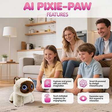 AI Pixie-Paw Smart Plush Cat with Advanced AI Voice & Touch Interactive Toy