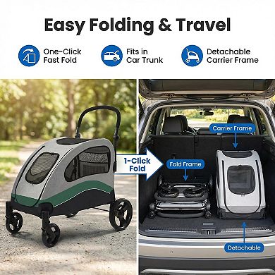 Dog Stroller for Large Dogs,Large Pet Stroller Up to 160 Lbs,Foldable,Ventilated,360° Rotating Wheel