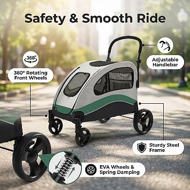 Dog Stroller for Large Dogs,Large Pet Stroller Up to 160 Lbs,Foldable,Ventilated,360° Rotating Wheel