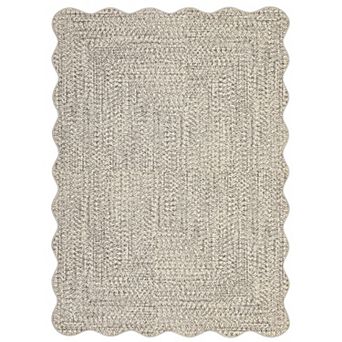 GlowSol Scalloped Edge Area Rug Stain Resistant Machine Washable Non Slip Rug for Households Decor