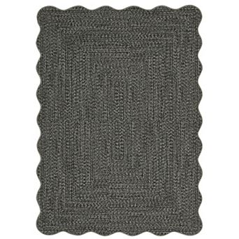 GlowSol Scalloped Edge Area Rug Stain Resistant Machine Washable Non Slip Rug for Households Decor