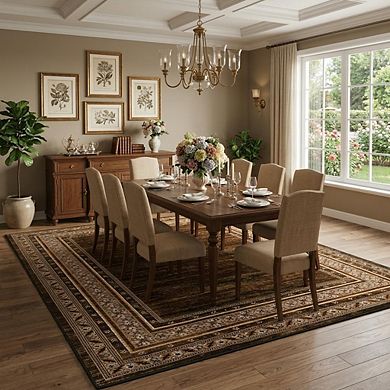 GlowSol Modern Bordered Area Rug Ultra Thin Low Pile Machine Washable Rug for Living Room Bedroom