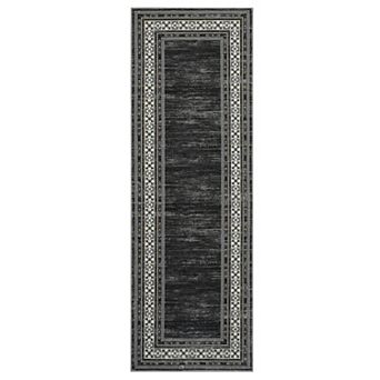 GlowSol Modern Bordered Area Rug Ultra Thin Low Pile Machine Washable Rug for Living Room Bedroom
