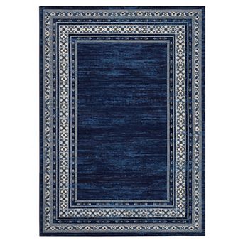GlowSol Modern Bordered Area Rug Ultra Thin Low Pile Machine Washable Rug for Living Room Bedroom