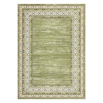 GlowSol Modern Bordered Area Rug Ultra Thin Low Pile Machine Washable Rug for Living Room Bedroom