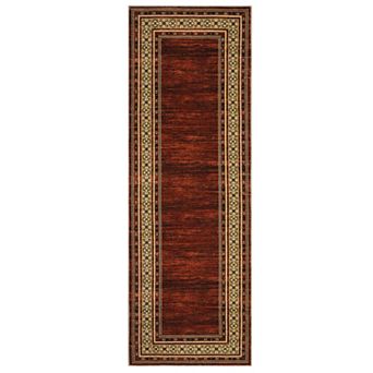 GlowSol Modern Bordered Area Rug Ultra Thin Low Pile Machine Washable Rug for Living Room Bedroom