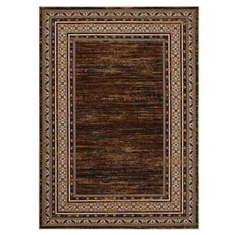 GlowSol Modern Bordered Area Rug Ultra Thin Low Pile Machine Washable Rug for Living Room Bedroom