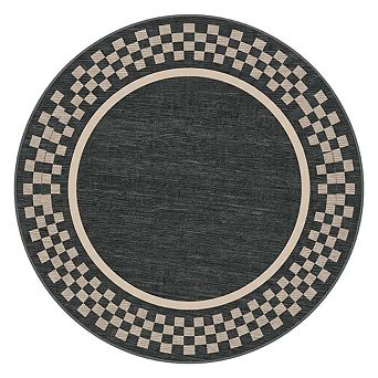 GlowSol Machine Washable Checkerboard Border Area Rug Low Pile Non Slip for Living Room Bedroom