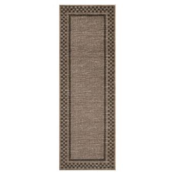 GlowSol Machine Washable Checkerboard Border Area Rug Low Pile Non Slip for Living Room Bedroom