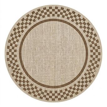 GlowSol Machine Washable Checkerboard Border Area Rug Low Pile Non Slip for Living Room Bedroom