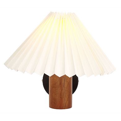 Safavieh Luli Wall Sconce with Pleated Shade and Wood Accent