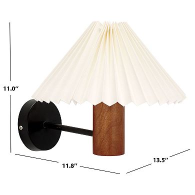 Safavieh Luli Wall Sconce with Pleated Shade and Wood Accent