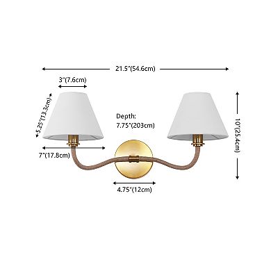 Safavieh Mara 2-Light Wall Sconce with White Shades and Gold Finish