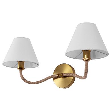 Safavieh Mara 2-Light Wall Sconce with White Shades and Gold Finish