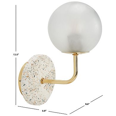Safavieh Nicolai Frosted Glass Wall Sconce with Terrazzo Base