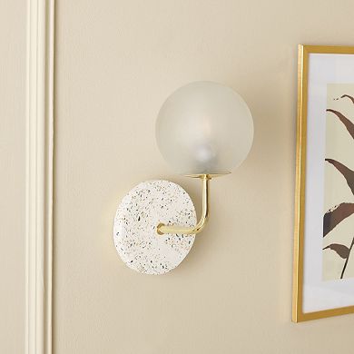 Safavieh Nicolai Frosted Glass Wall Sconce with Terrazzo Base
