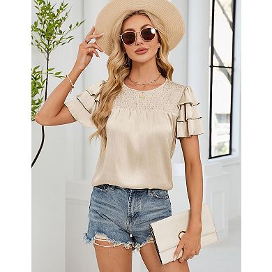 Women's Summer Short Sleeve Crewneck T-Shirt Top Blouse
