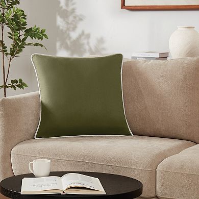 Brooklyn Loom Solid Contrast Piped Decorative Pillow