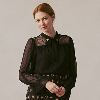 Women's LC Lauren Conrad Lace Yoke Tie Neck Blouse