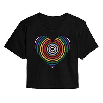 Women's Pride Stripe Heart Cropped Tee