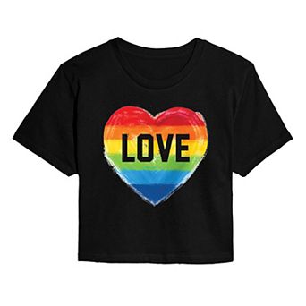 Women's Love Rainbow Heart Pride Cropped Tee