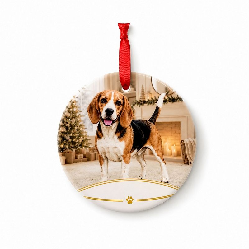 Beagle Personalized Ceramic Christmas Ornament
