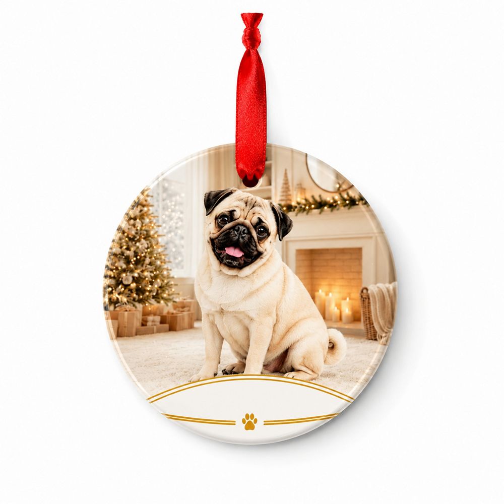 Pug Personalized Ceramic Christmas Ornament