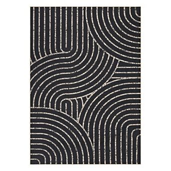 Modern Geometric Line Area Rug Non Slip Wear Resistant for Living Room