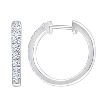 Brilliant Love 10k White Gold 1/2 Carat T.W. Lab-Grown Diamond Prong Hoop Earrings