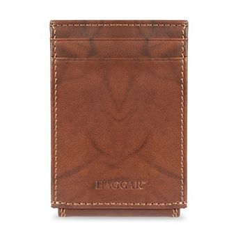 Men's Haggar RFID Genuine Leather Wide Magnetic Front Pocket Wallet