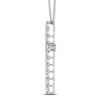 Made For You Sterling Silver 2 Carat T.W. Lab-Grown Diamond Cross Pendant Necklace