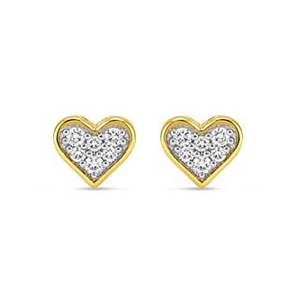 Made For You 10k Gold 1/10 Carat T.W. Lab-Grown Diamond Heart Stud Earrings