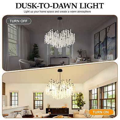 BAOURE Modern Glass Disc Tree Branch Chandelier Ten Light Dimmable Decorative Ceiling Pendant
