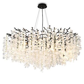 BAOURE Beautiful Tree Branch Glass Disc Chandelier Lighting For Elegant Family Dining Rooms